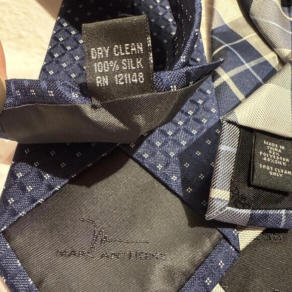 EUC Men's Tie Lot Bundle Blue Plaid Stripe Dot Marc Anthony Express Kenneth Cole - Picture 4 of 6